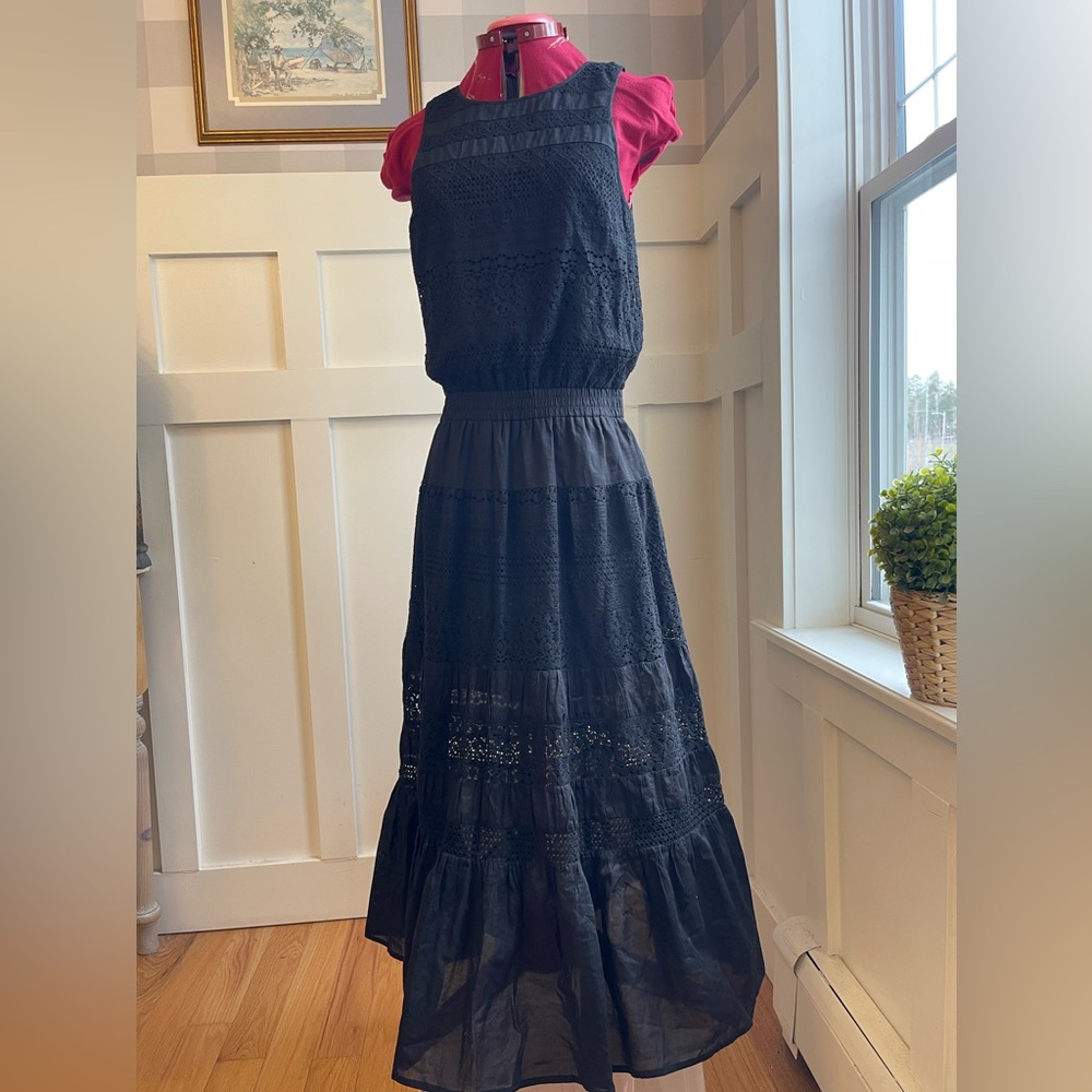 Michael Kors Black Sleeveless Bohemian Witchy Cottagecore Maxi Dress